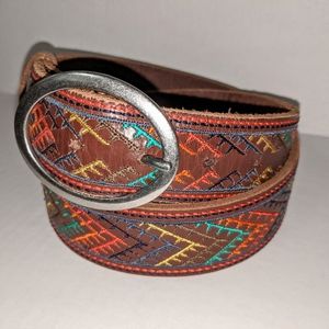 Lucky Brand Embroidered Leather Belt